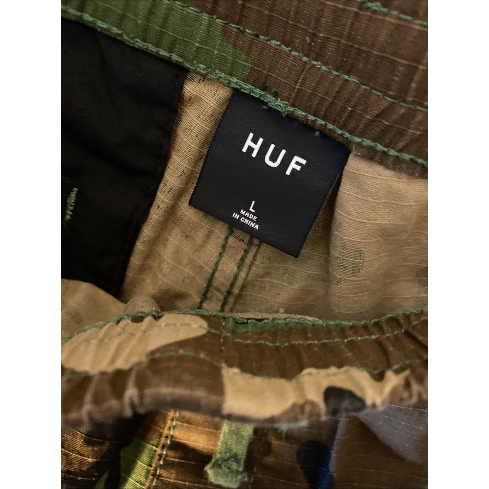 HUF Pants Mens L Green Camo Ripstop Drawstring Waist Relaxed Fit Streetwear - Picture 5 of 5